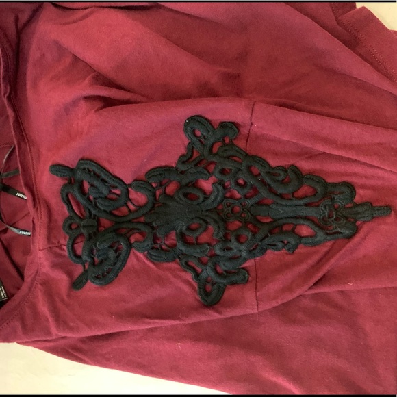 Forever 21 Maroon Long Sleeve Cropped Shirt - Picture 5 of 5